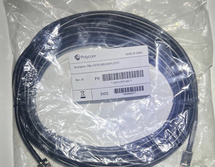 LOT OF 2-Polycom CAT5E SHLD RJ45 25FT Rev C Cable 2457-17977-001 CBL NEW SEALED