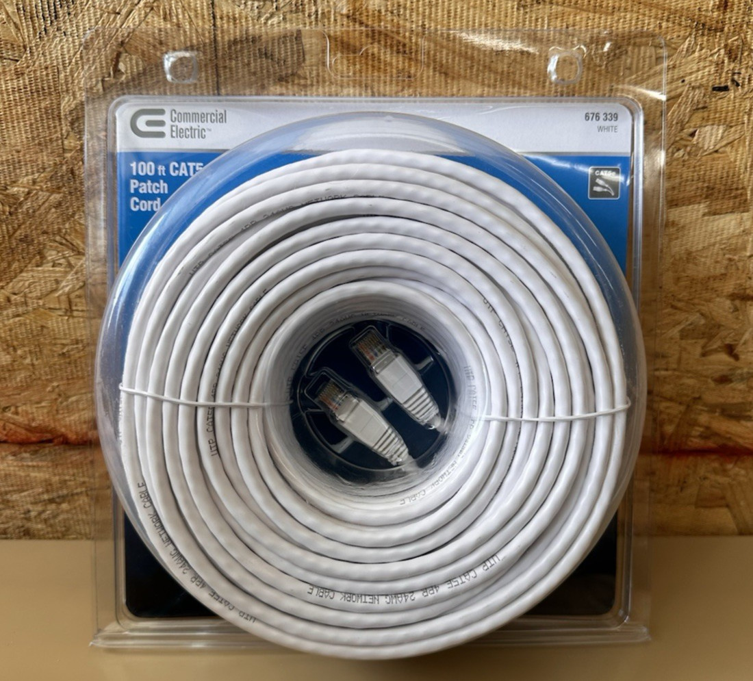 3-Pack NEW Commercial Electric 676 339 White 100Ft CAT5e Patch Ethernet Cable