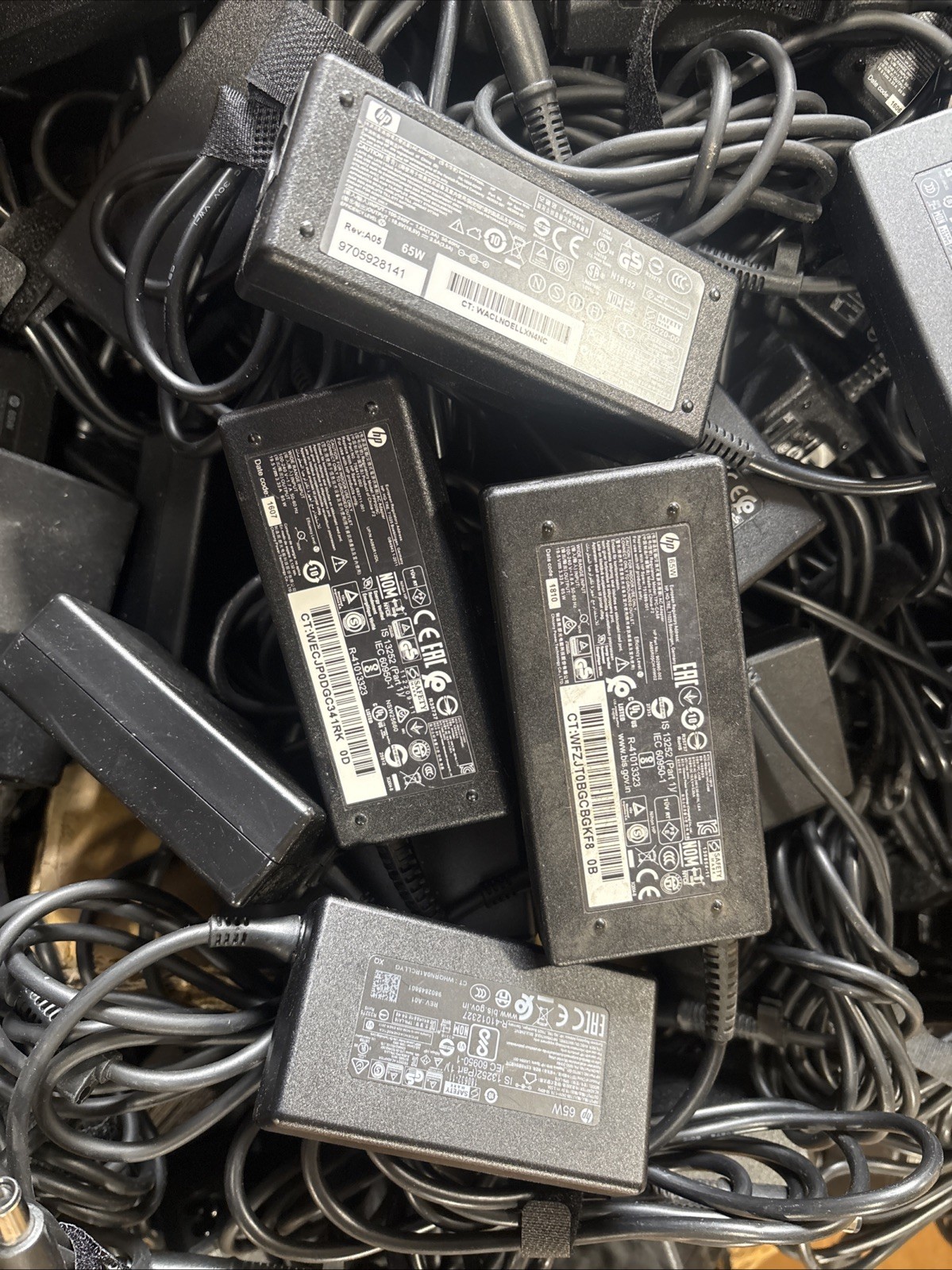 LOT 20X HP 65W 7.4MM Big tip Laptop AC Power Adapter With Power Cables Got 1500