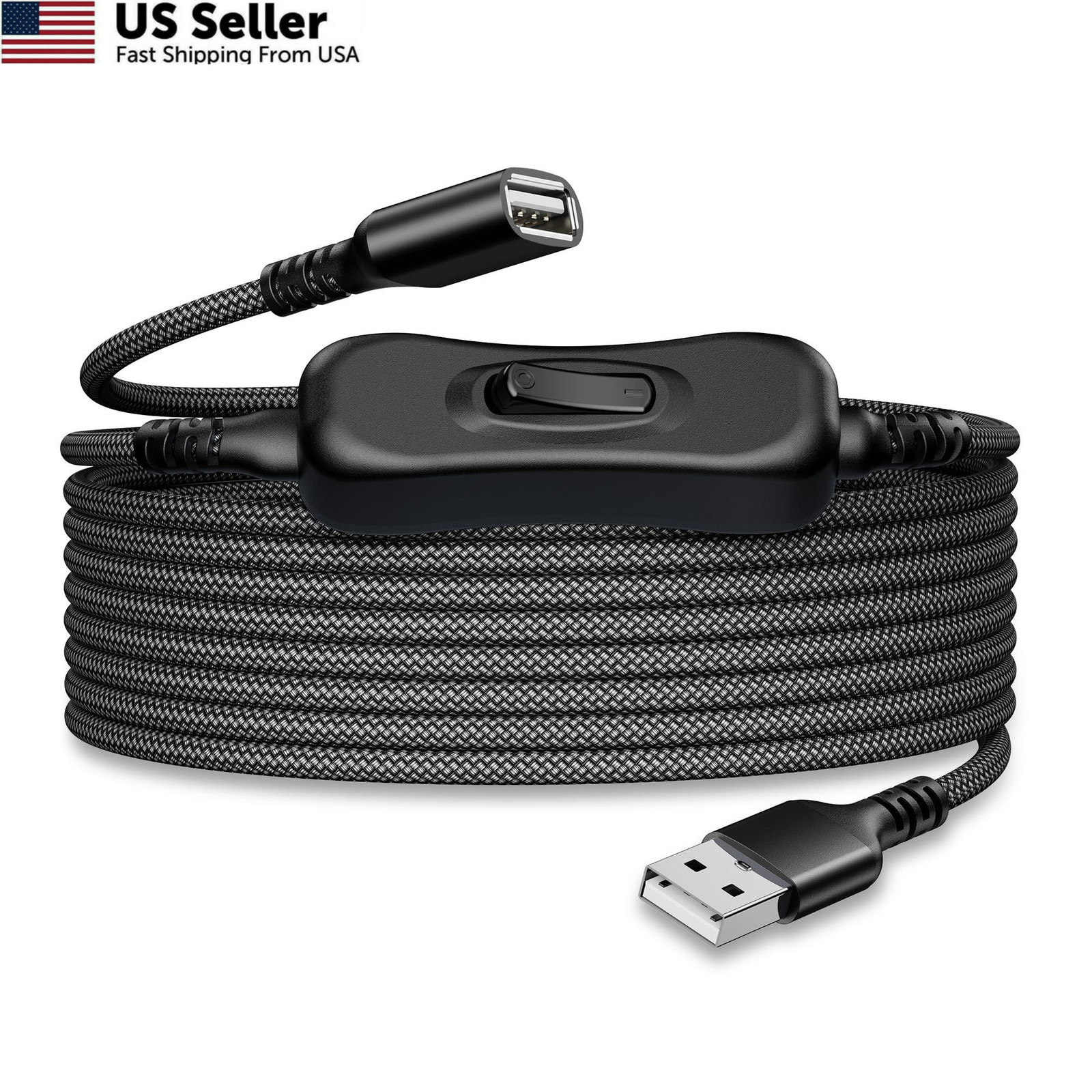 Itramax USB A Male-to-Female Extension Cable with On/Off 3.3FT/1M, Black
