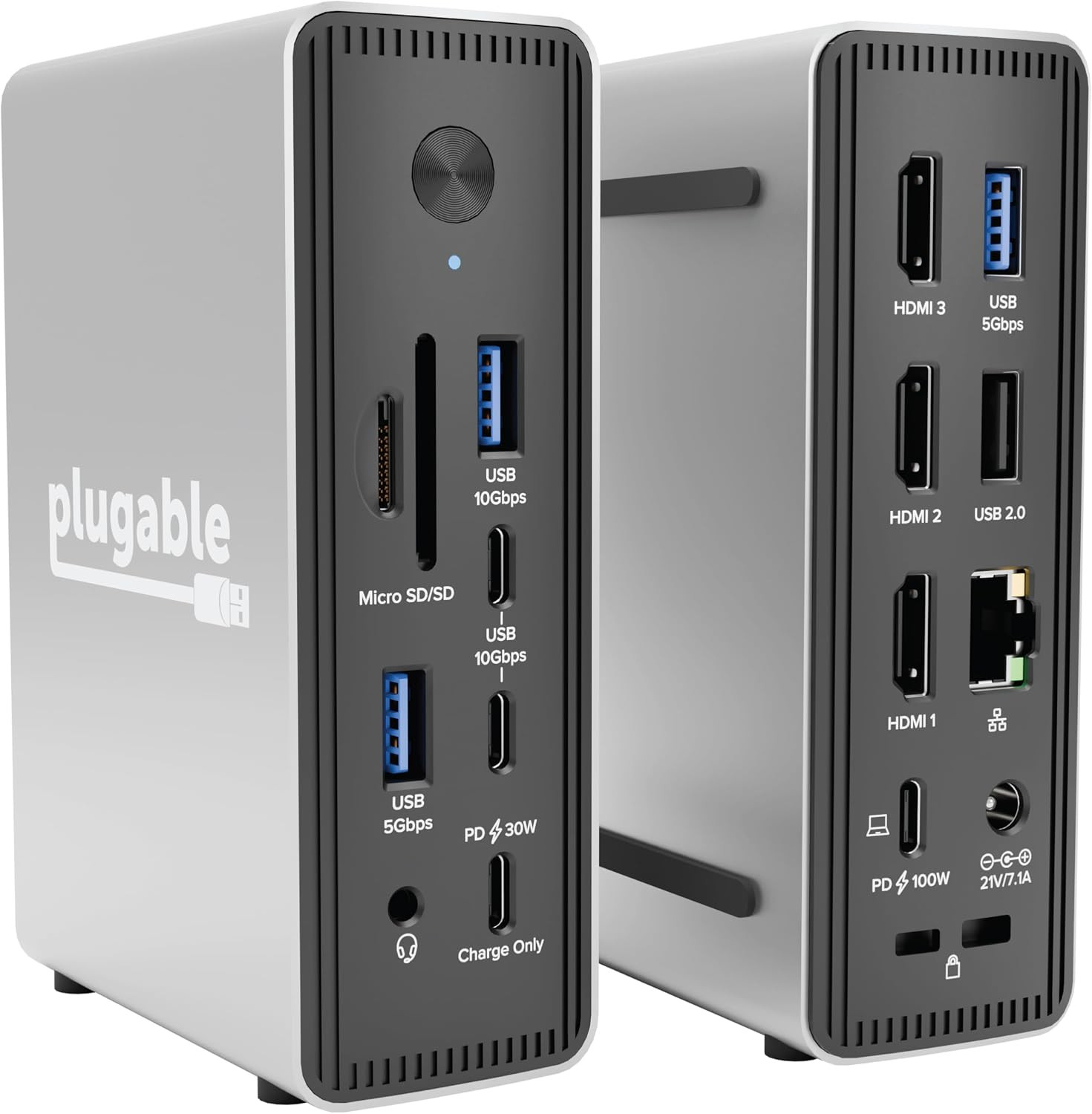 USB-C Triple Display Laptop Docking Station 3 Monitors, 15-In-1: 3X HDMI, Dual 4