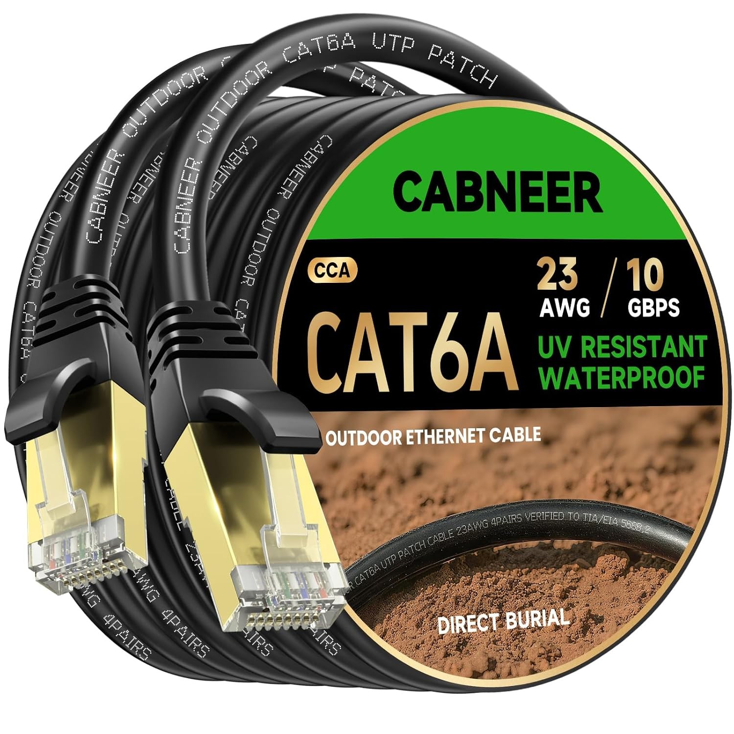 125FT Cat6A Direct Burial Outdoor RJ45 Ethernet Network Cable 125ft