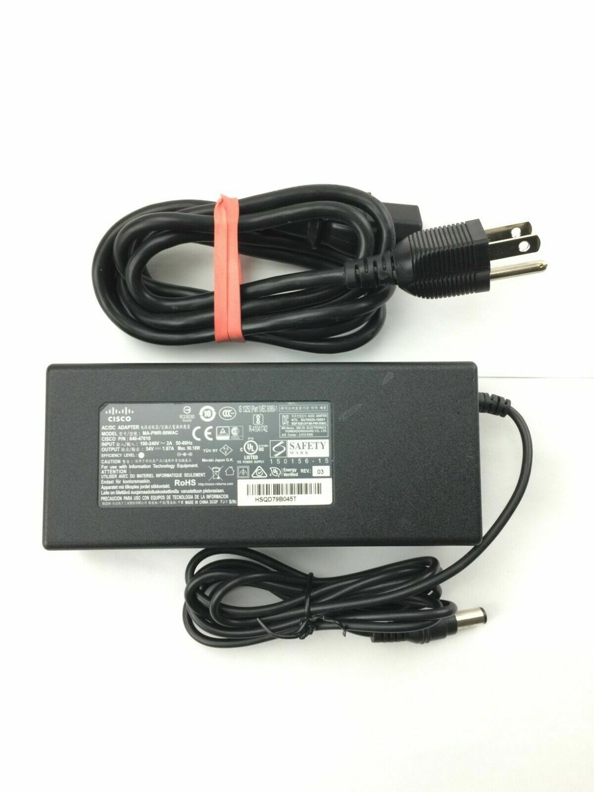 Genuine 54V Cisco MA-PWR-90WAC 640-47010 AC Adapter for Meraki MX65 MX65W Power