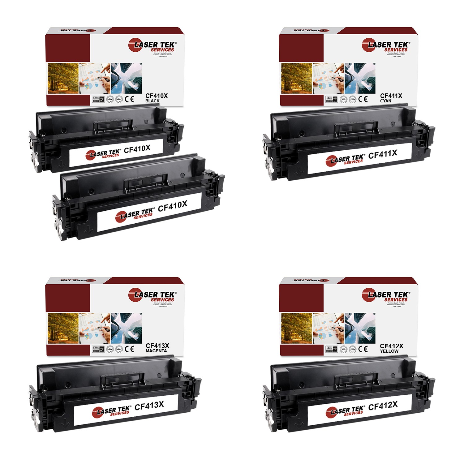 5Pk LTS 410X B C M Y HY Compatible for HP LaserJet Pro M452dn M452dw Toner