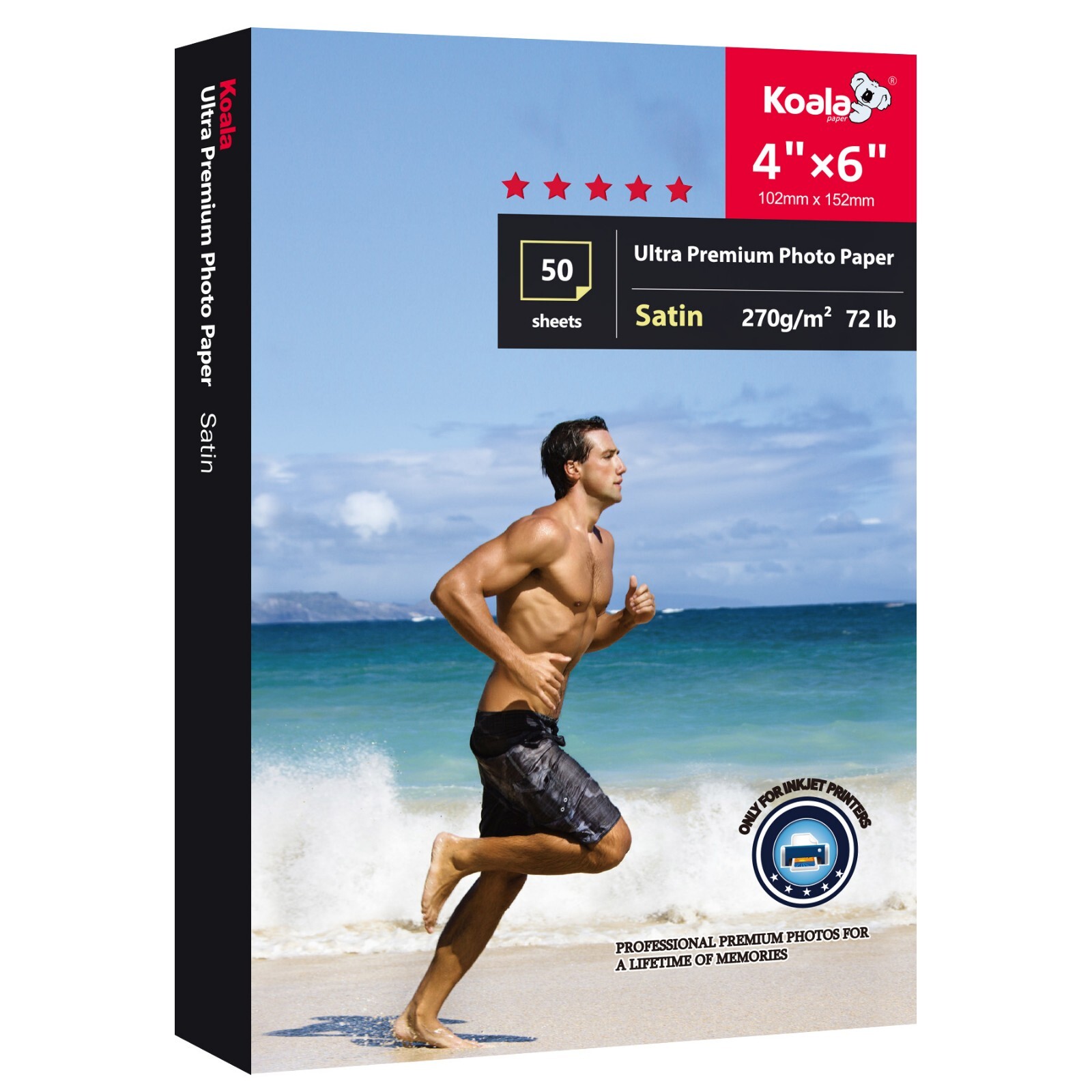 Lot 50-300 Ct Koala Ultra Premium Satin Photo Paper 4x6 72lb for Inkjet Printer
