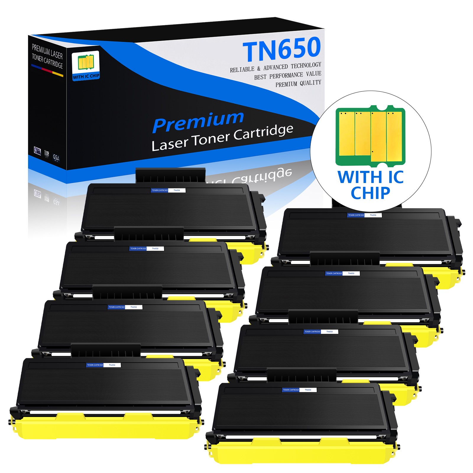 8PK TN650 Toner Compatible with Brother HL-5340D HL-5350DN HL-5350DNLT HL-5370DW