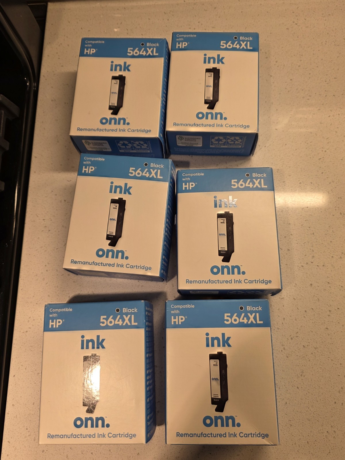 6 New ONN  564XL HP Black Printer Ink Cartridge EXP. 10/2024