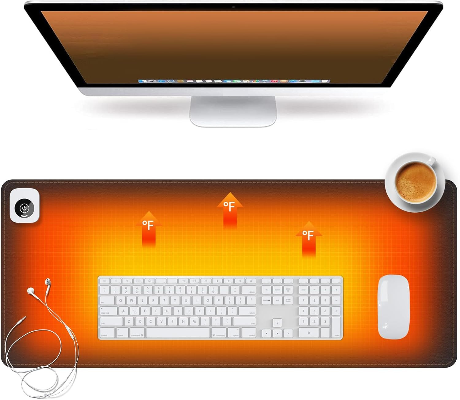 Heated Desk Pad Mouse Pad - Heated Desk Mat - Warm Desk Pad - 3 Levels Heating &