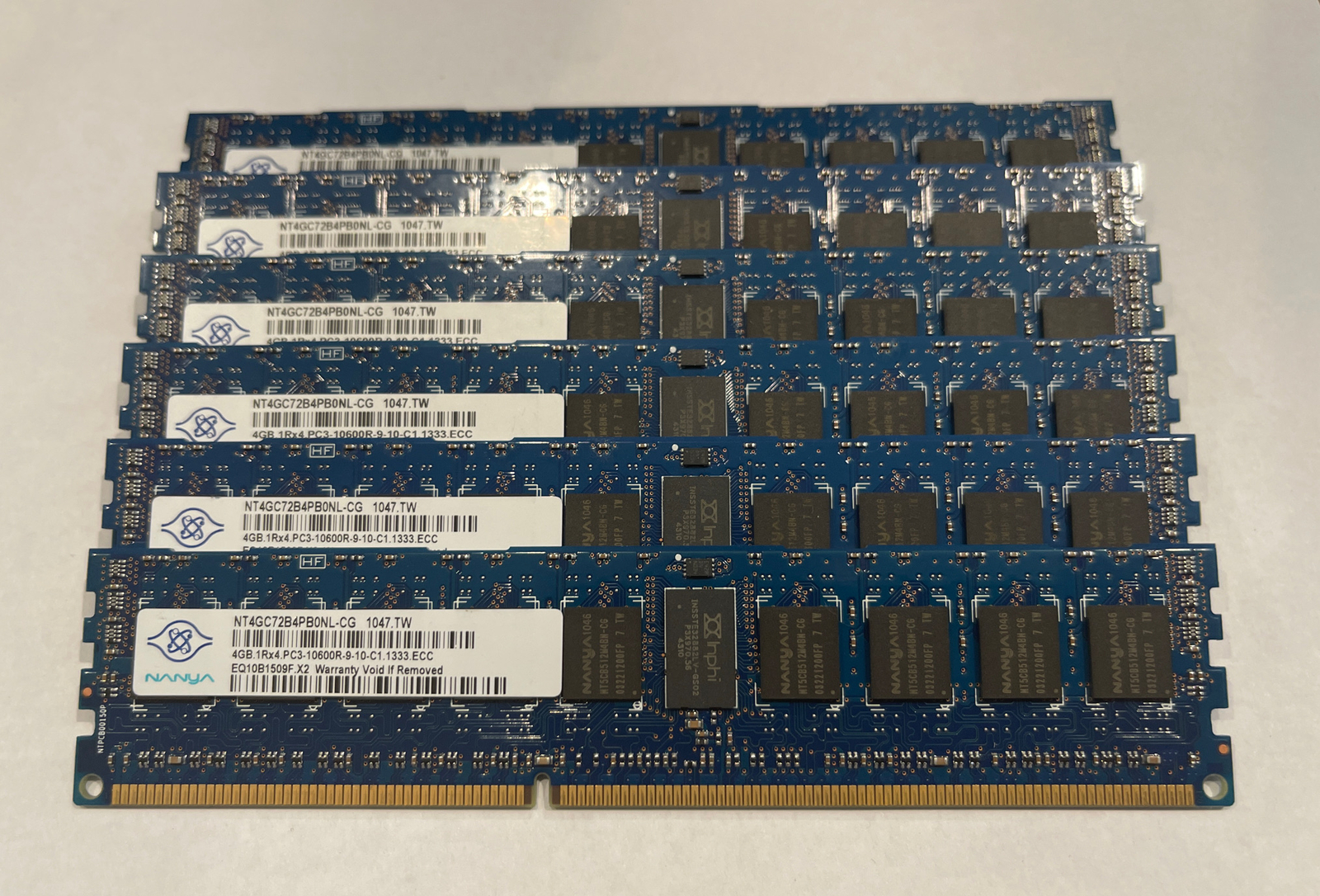 Nanya 24GB 6x4GB 1Rx4 PC3 - 10600R (DDR3 1333) NT4GC72B4PB0NL-CG
