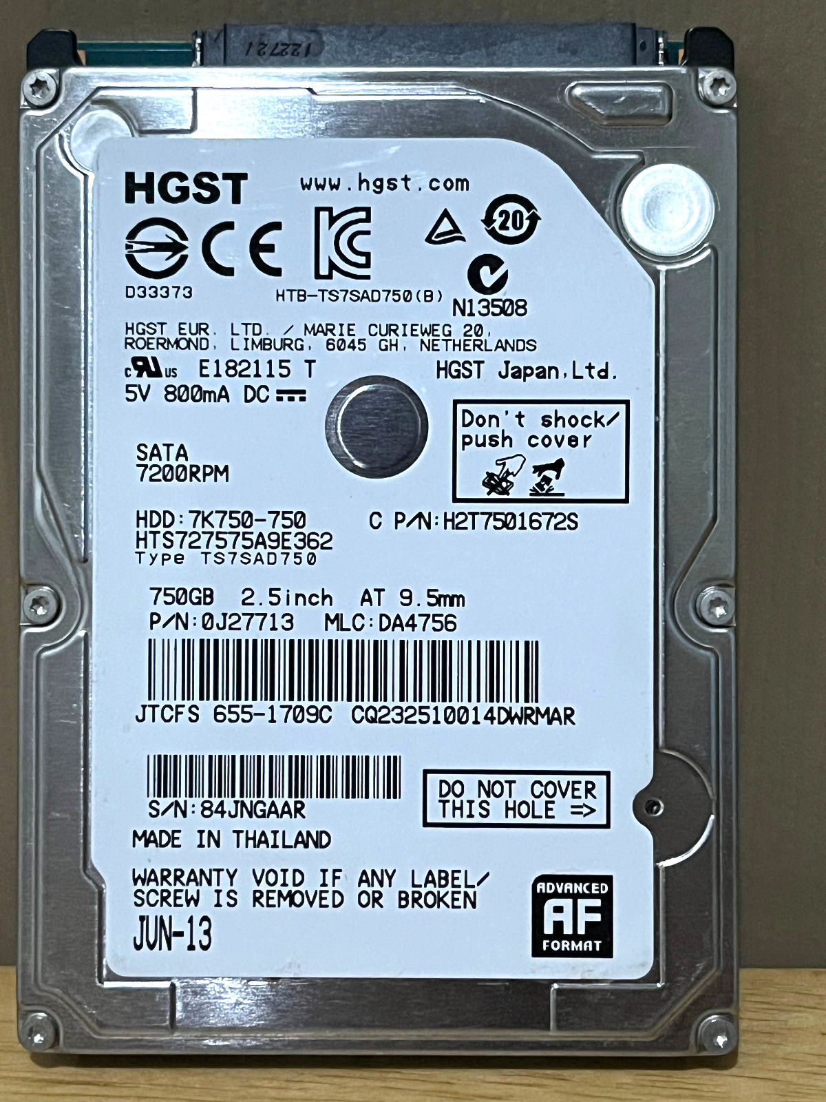 HGST 750 GB HDD Internal 7200 RPM 2.5"