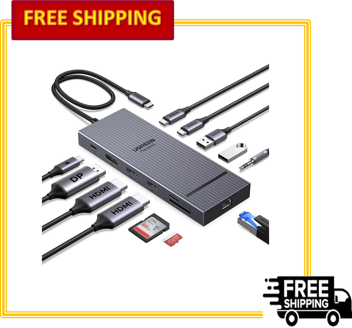 UGREEN Revodok Pro 12-in-1 Docking Station Triple 4K 2 HDMI DP 10G USB 100W PD