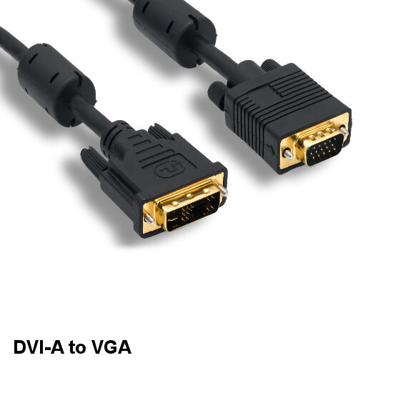 Kentek 6 ft DVI-A 12+5 Pin to HD15 VGA Cable 28AWG w/ EMI Filters Monitor PC TV