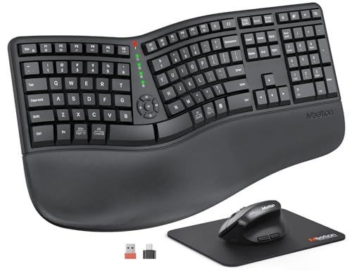 MEETION Ergonomic Keyboard and Mouse Combo, Split Design, Vertical Mouse