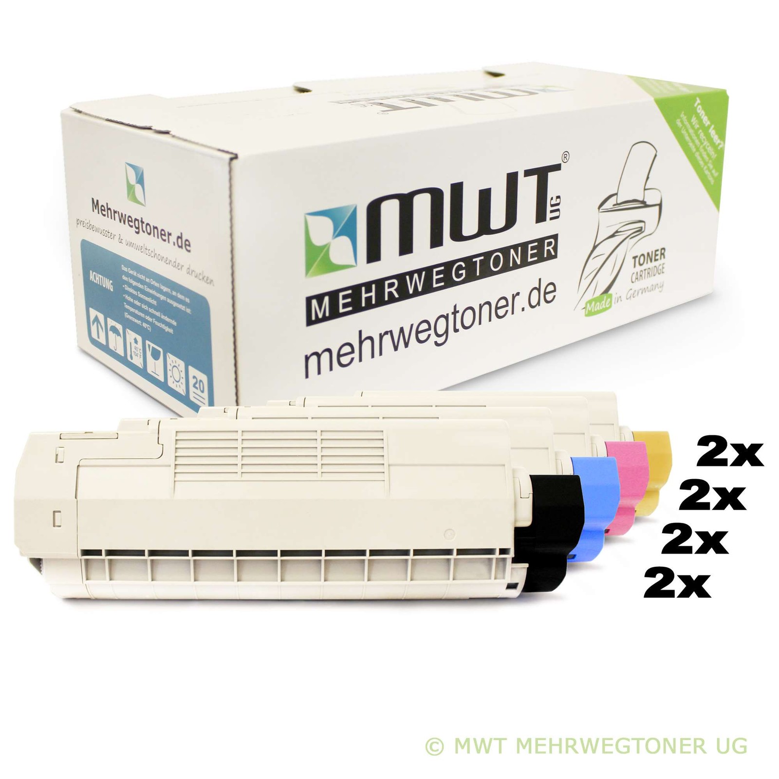 8x MWT Eco Cartridge for OKI Color MC563DN MC573DN Multipack