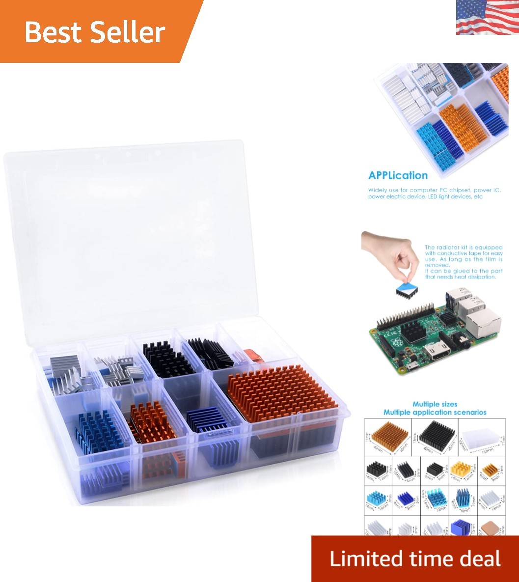 Comprehensive 102pcs Cooling Heatsink Set with Thermal Adhesive for Electronics