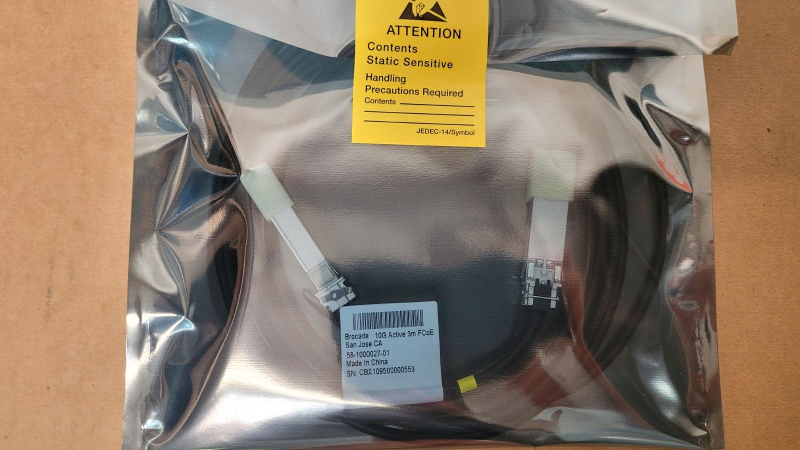NEW Brocade 10G Direct SFP+ SFF-8431/SFF-8432 3M Twinaxial Cable - 58-1000027-01