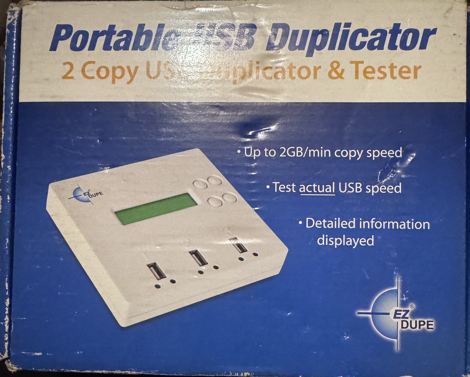 EZ Dupe 2 Copy USB Duplicator and Tester Flash Media Drive Clone Copier 2GB/Min