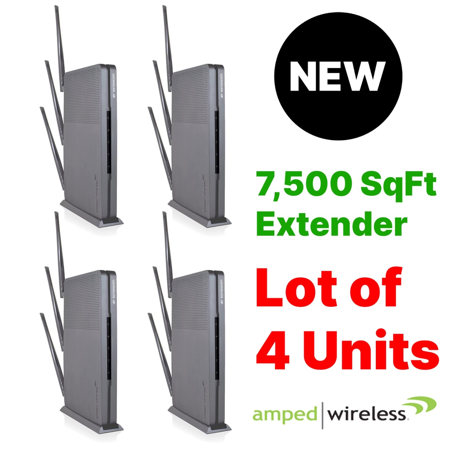 New Amped Wireless B1900EX AC1900 Dual Band Wi-Fi Extender 7500Sq Ft LOT 4 units