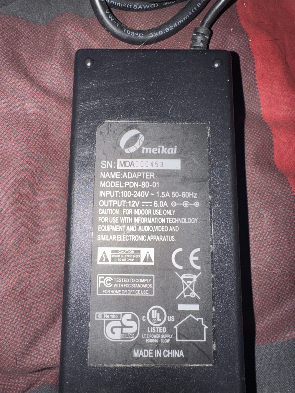 12V 6A AC/DC Adapter For MeiKai PDN-80-01 PDN 80 01 Power Supply Battery Charger