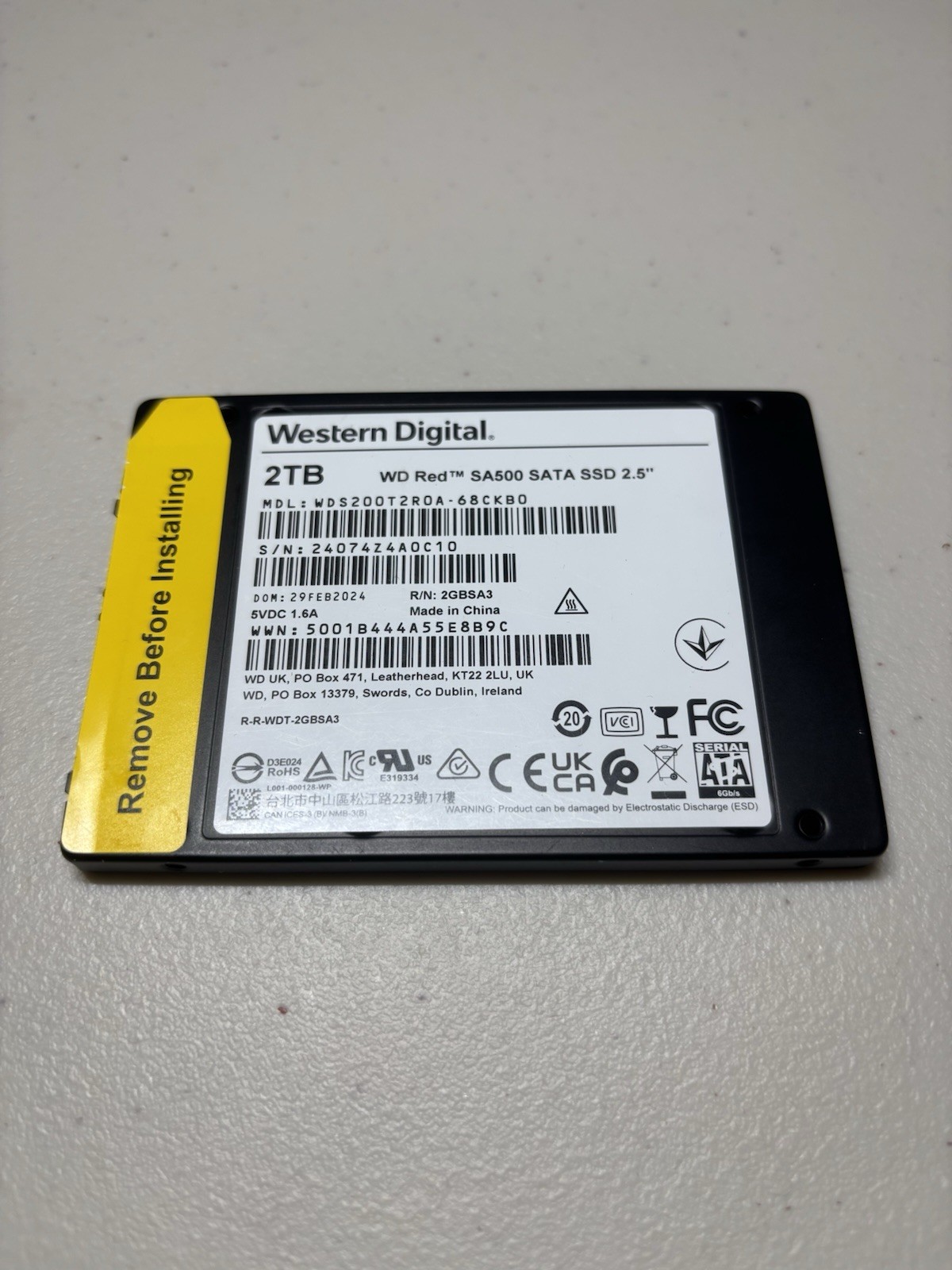 Western Digital 2TB 2.5" Sata SSD - WD Red NAS SA500,excellent
