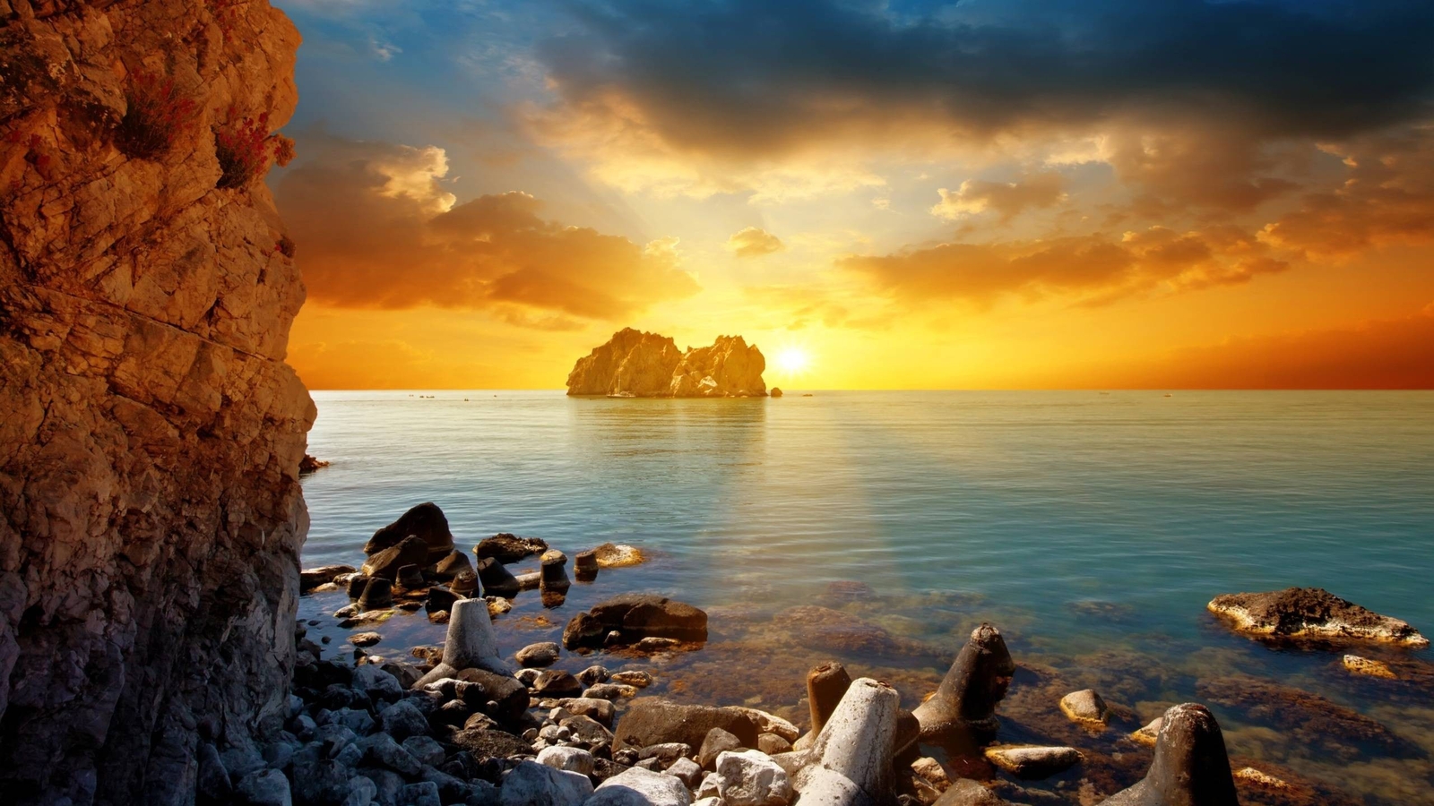 Landscape nature rock formation island sea Custom Gaming Mat Desk