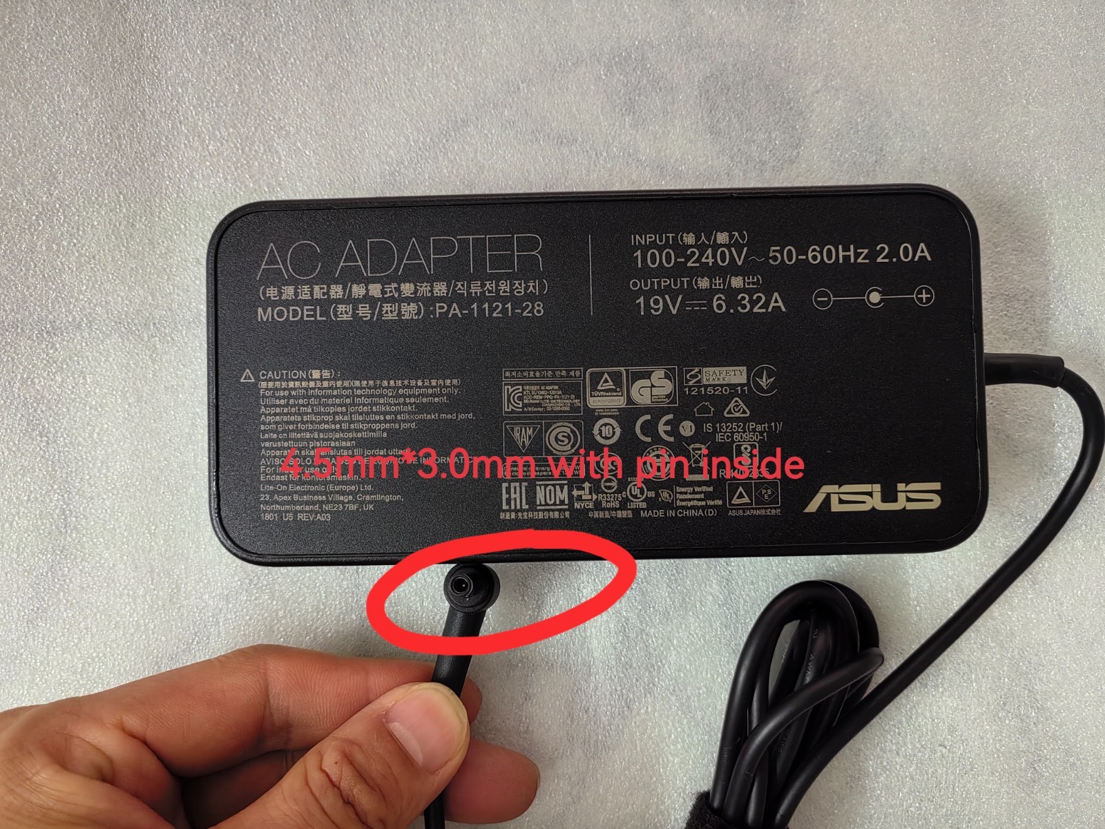 For ASUS ZenBook NX500 NX500JK 19V 6.32A 4.5mm 120W Adapter PA-1121-28 Original