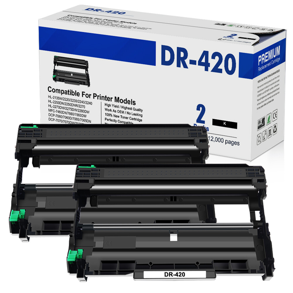 2PK DR420 DR-420 BK Drum Unit Compatible with Brother HL-2270DW MFC-7460 HL-2240
