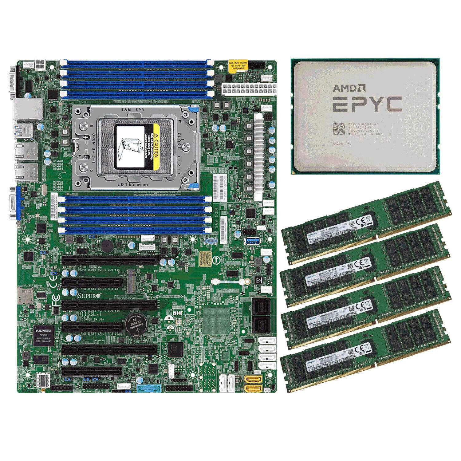 Supermicro H11SSL-i Motherboard With  AMD EPYC 7401P CPU +4x 32GB 2133P RAM