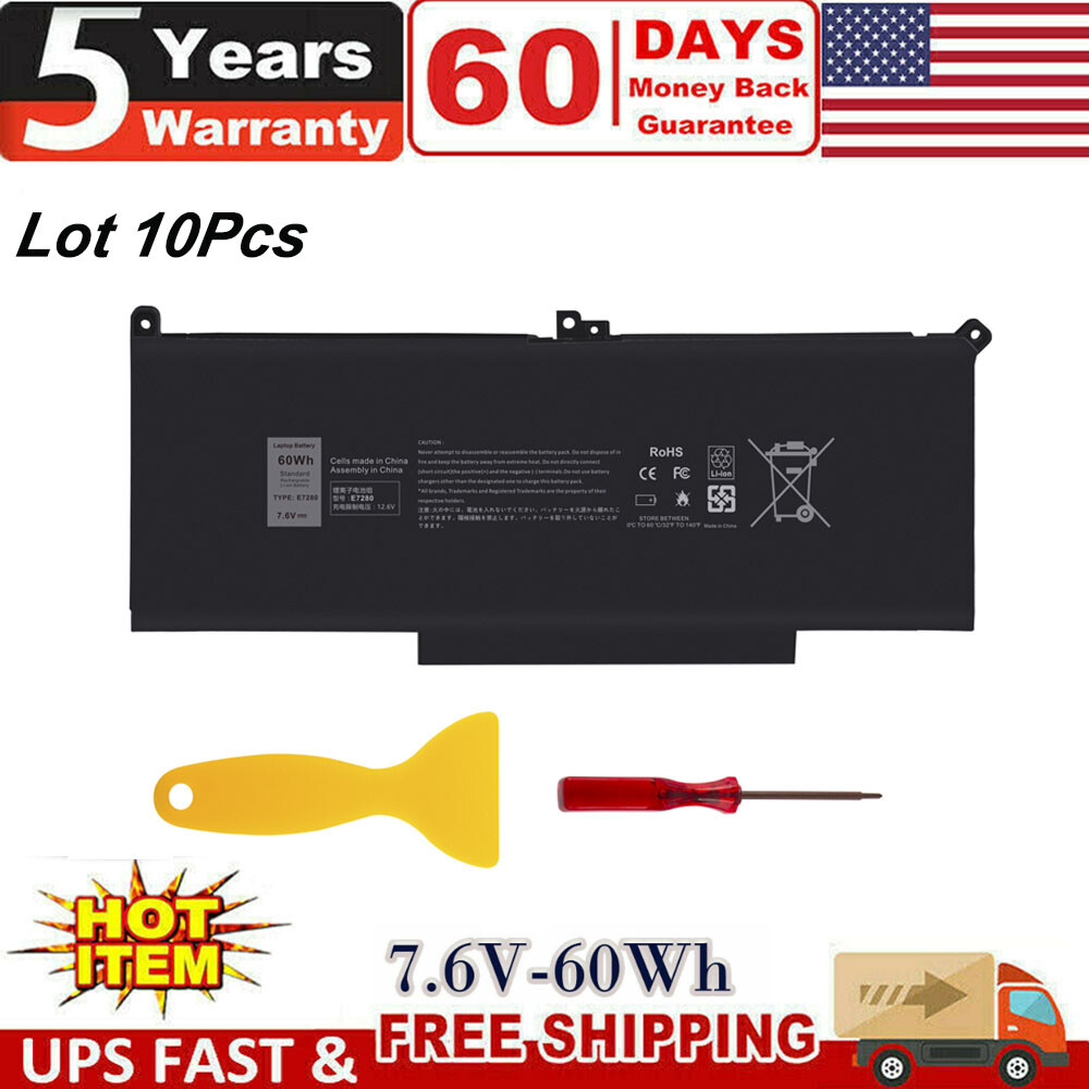 Lot 10Pcs Battery For Dell Latitude 12 13 14 E7280 E7480 7390 7480 7490 F3YGT