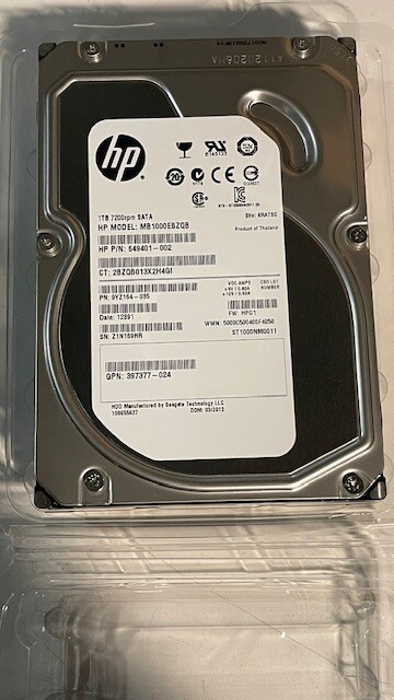 HP 649401-002 1TB SATA MB1000EBZQB 9YZ164-035 397377-024 ST1000NM0011 7200rpm