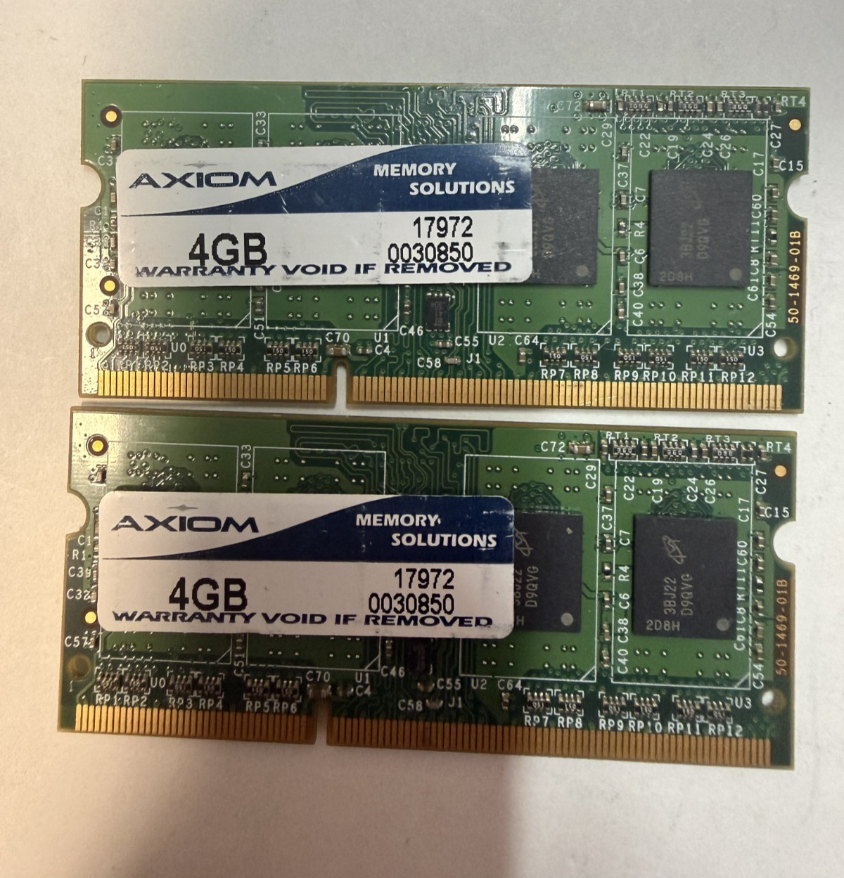 Lot of 2 Axiom 4GB DDR3 Laptop RAM 8GB Total 204-Pin SO-DIMM 50-1469-01B