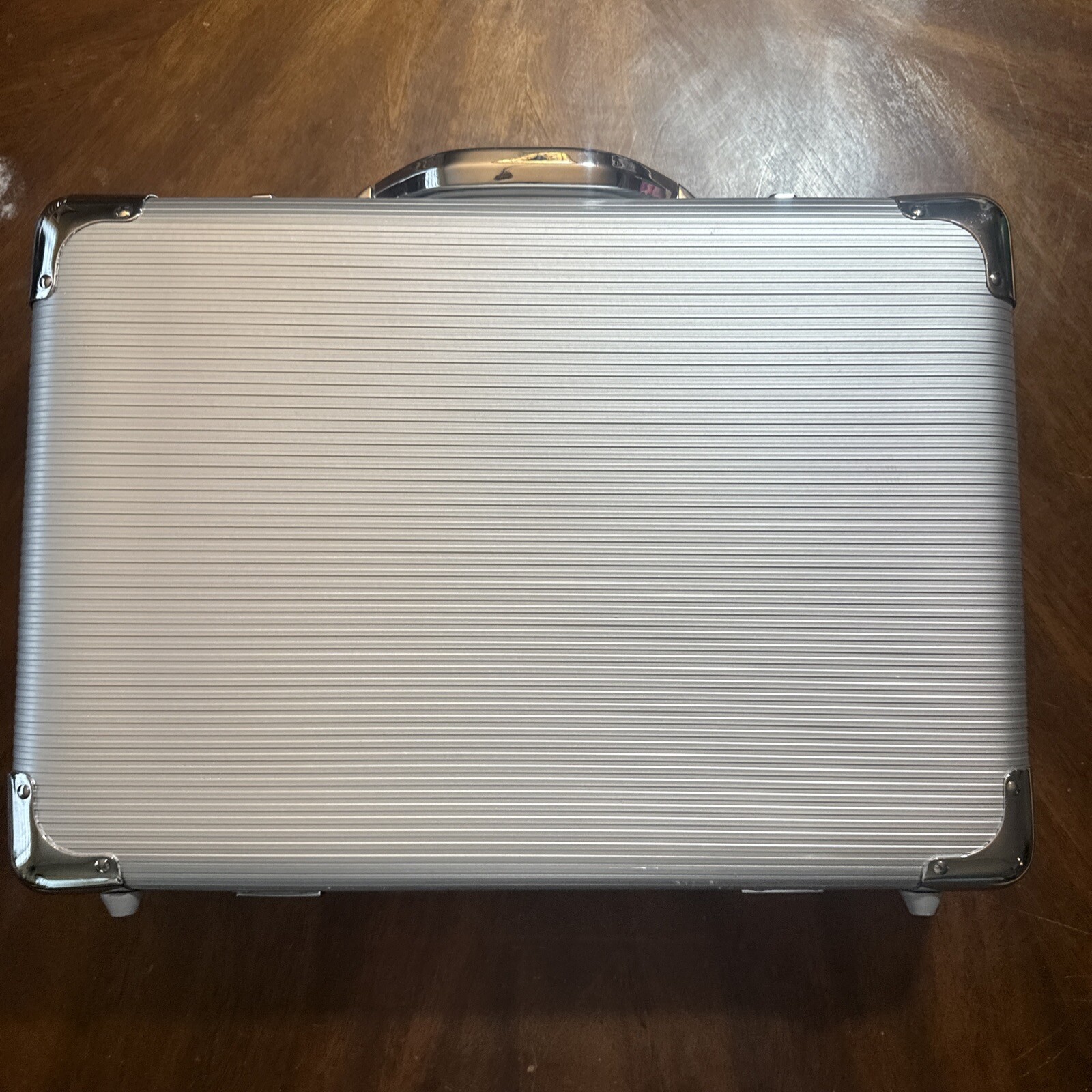 Mezzi Aluminum Hard Briefcase Silver Locking Combo Case