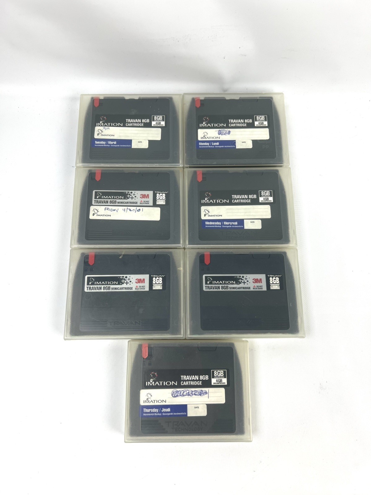 Lot of 7 Imation Travan 4/8GB NS8 Data Tape Cartridge TR-4 used untested 