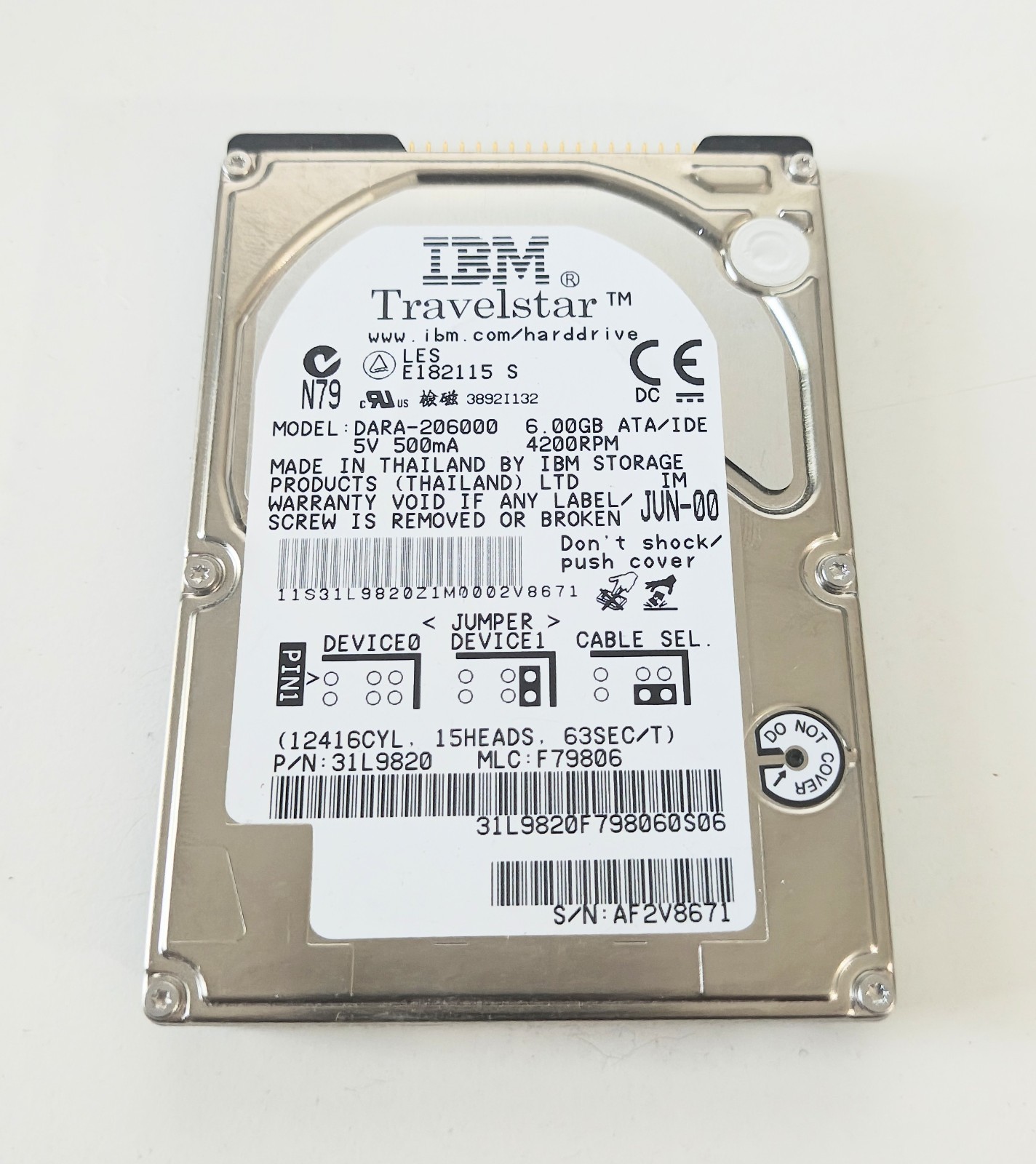 IBM Travelstar DARA-206000 07N3673 Disk Drive | with 5.12GB ATA/IDE 2.5" RARE