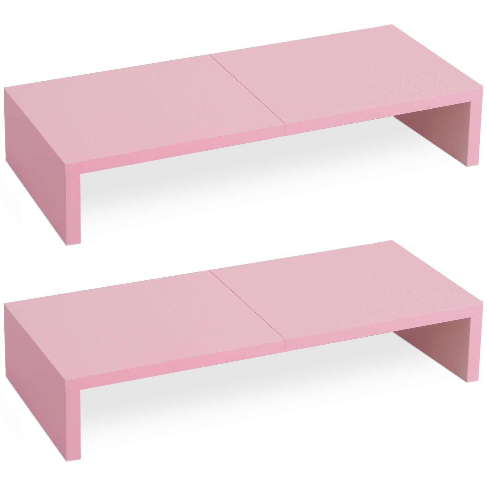 2 Pack 20 inch Wood Monitor Stand for Desk Organization.