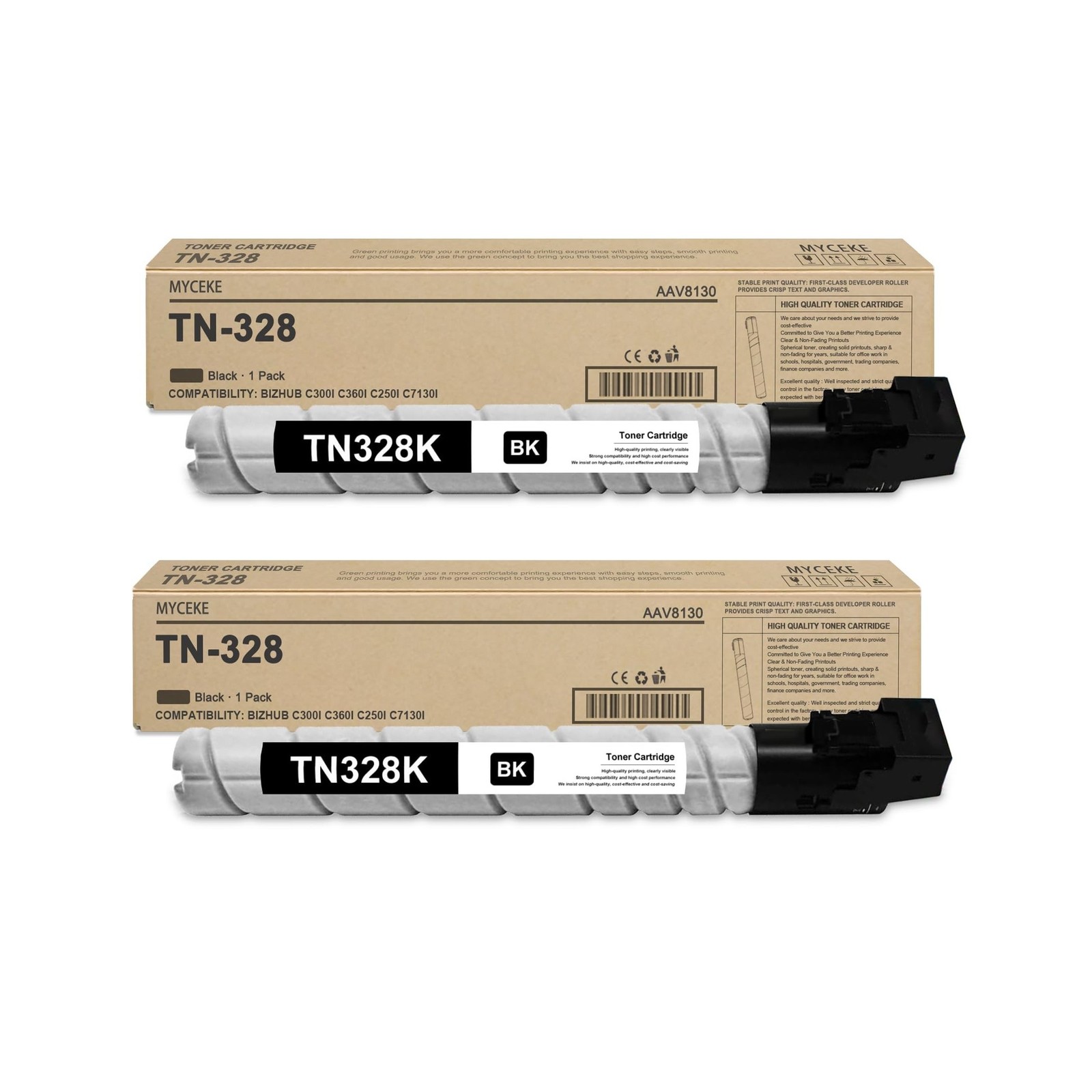 2 Pack TN328K Black Toner Cartridge : TN328 TN-328 TN-328K AAV8130 High Yield...