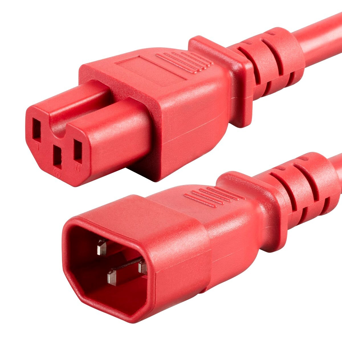 2FT IEC 320 C14 To C15 Power Extension Cord Cable 15A SJT 14AWG PDU UPS Red