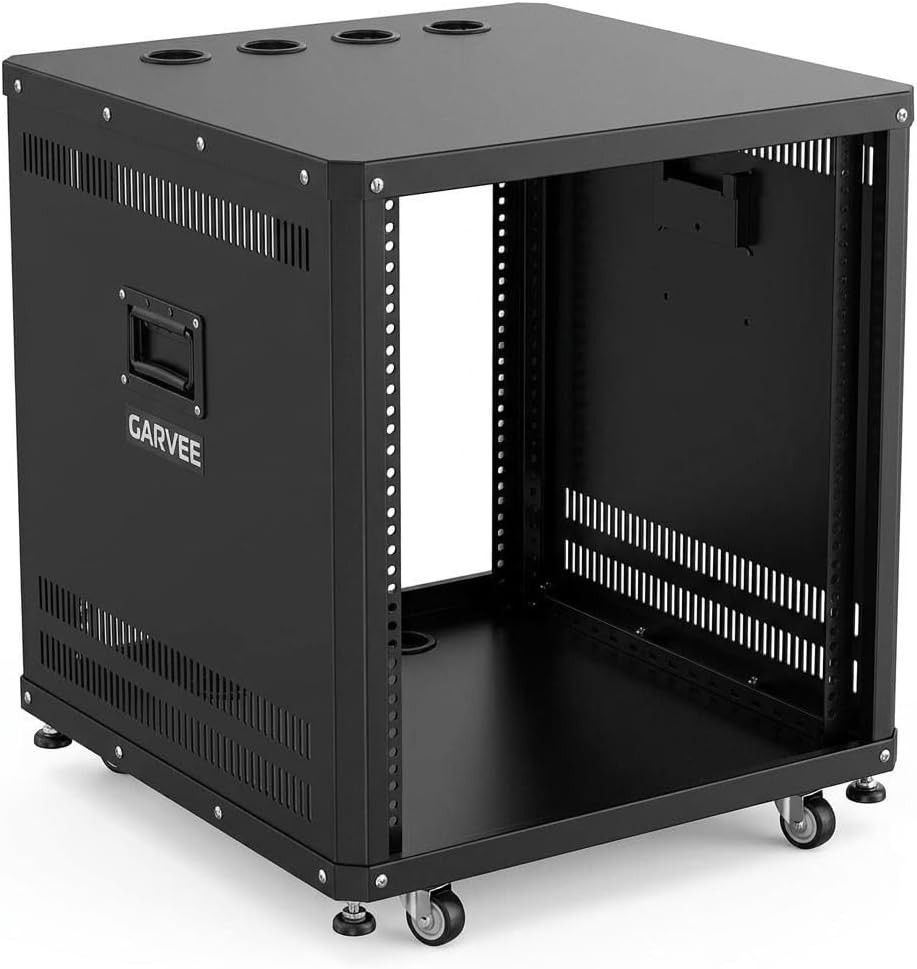 9/12U Server Rack Rolling Caster Wheels Open Cabinet for Audio Video IT Gear