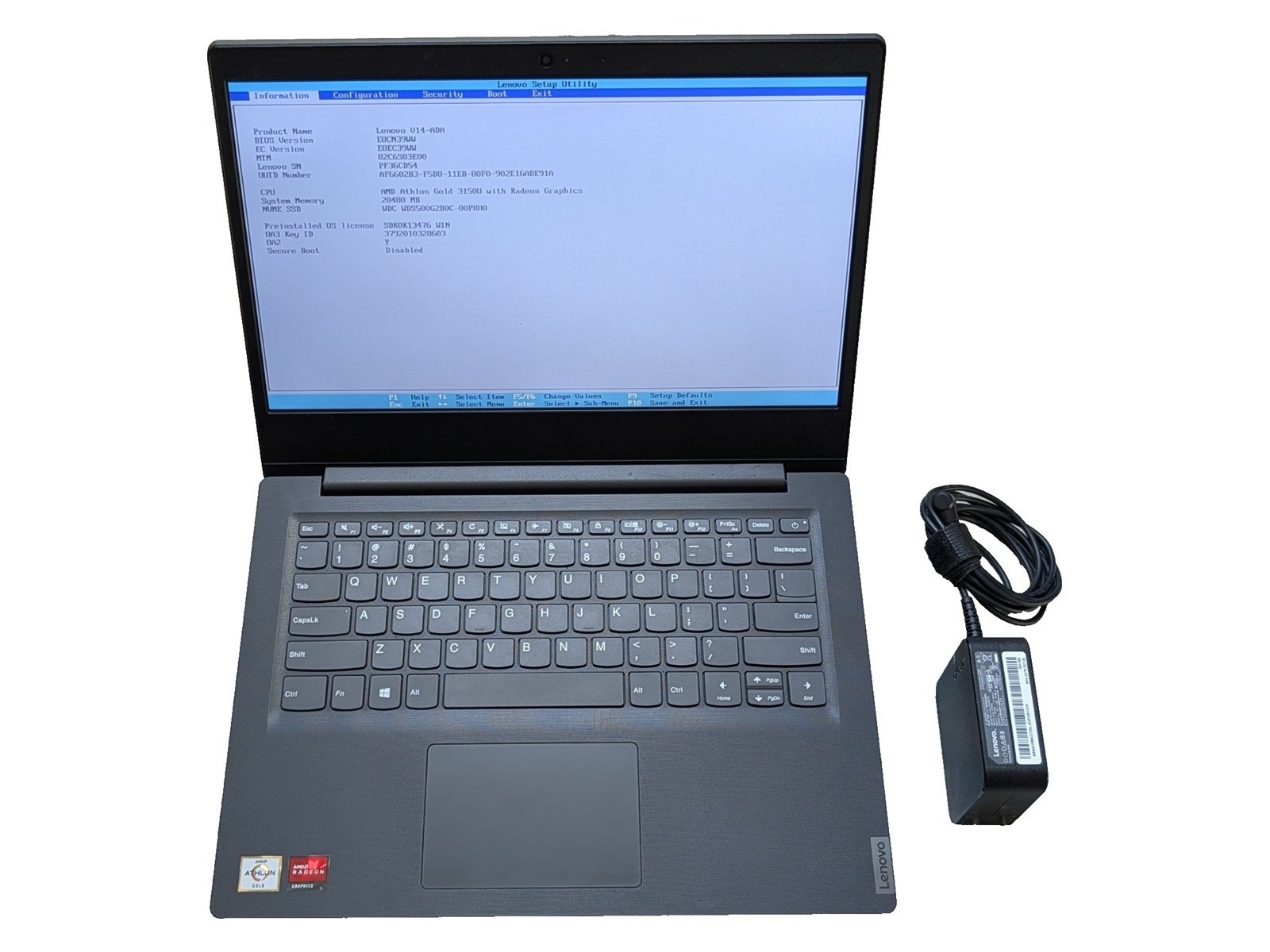 Lenovo V14-ADA 14" FHD Laptop Athlon Gold 3150U 20GB 500GB NVMe SSD Win 11 Pro