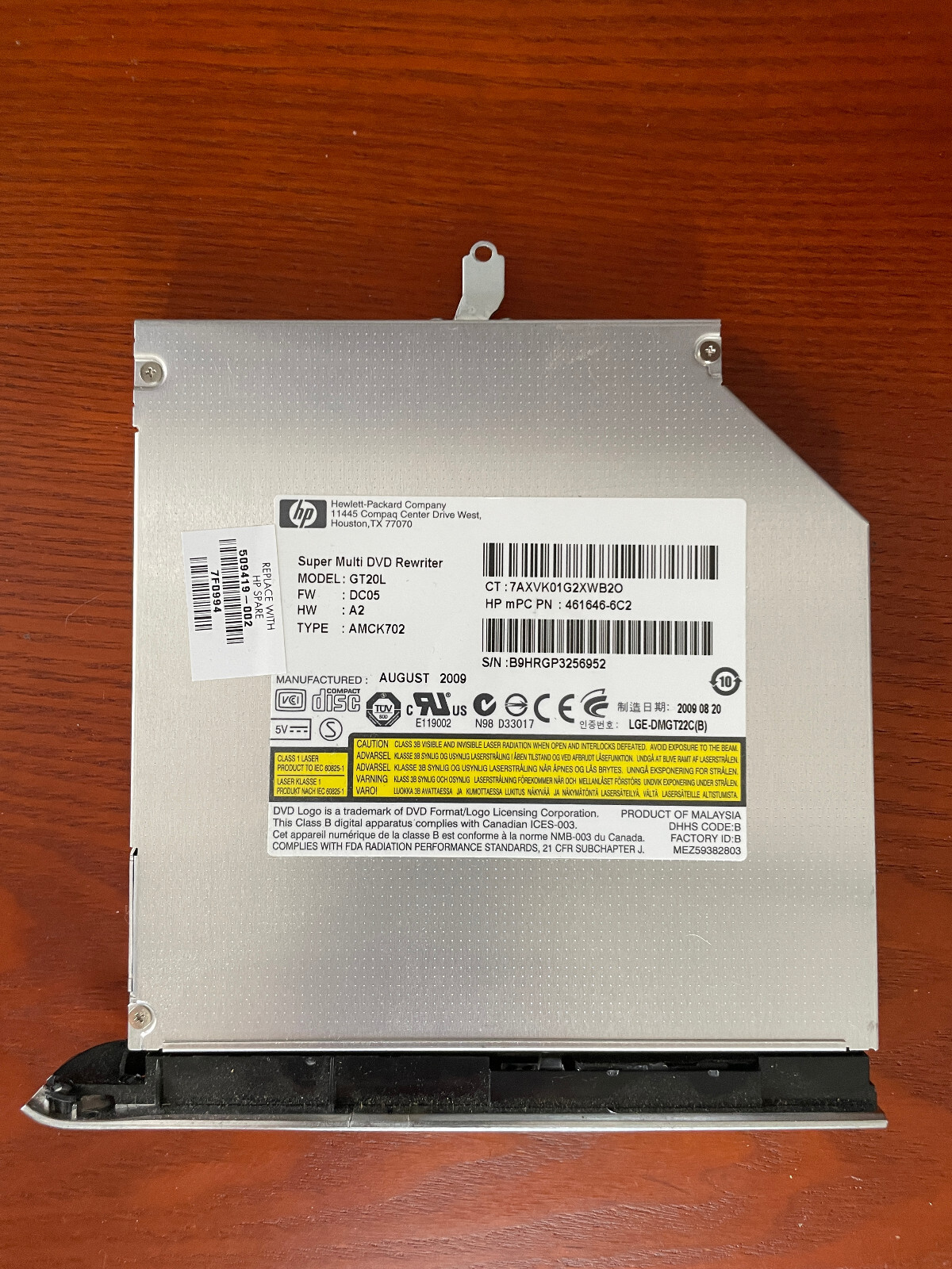 GENUINE HP Optical Drive Super Multi DVD Rewriter P#509419-002