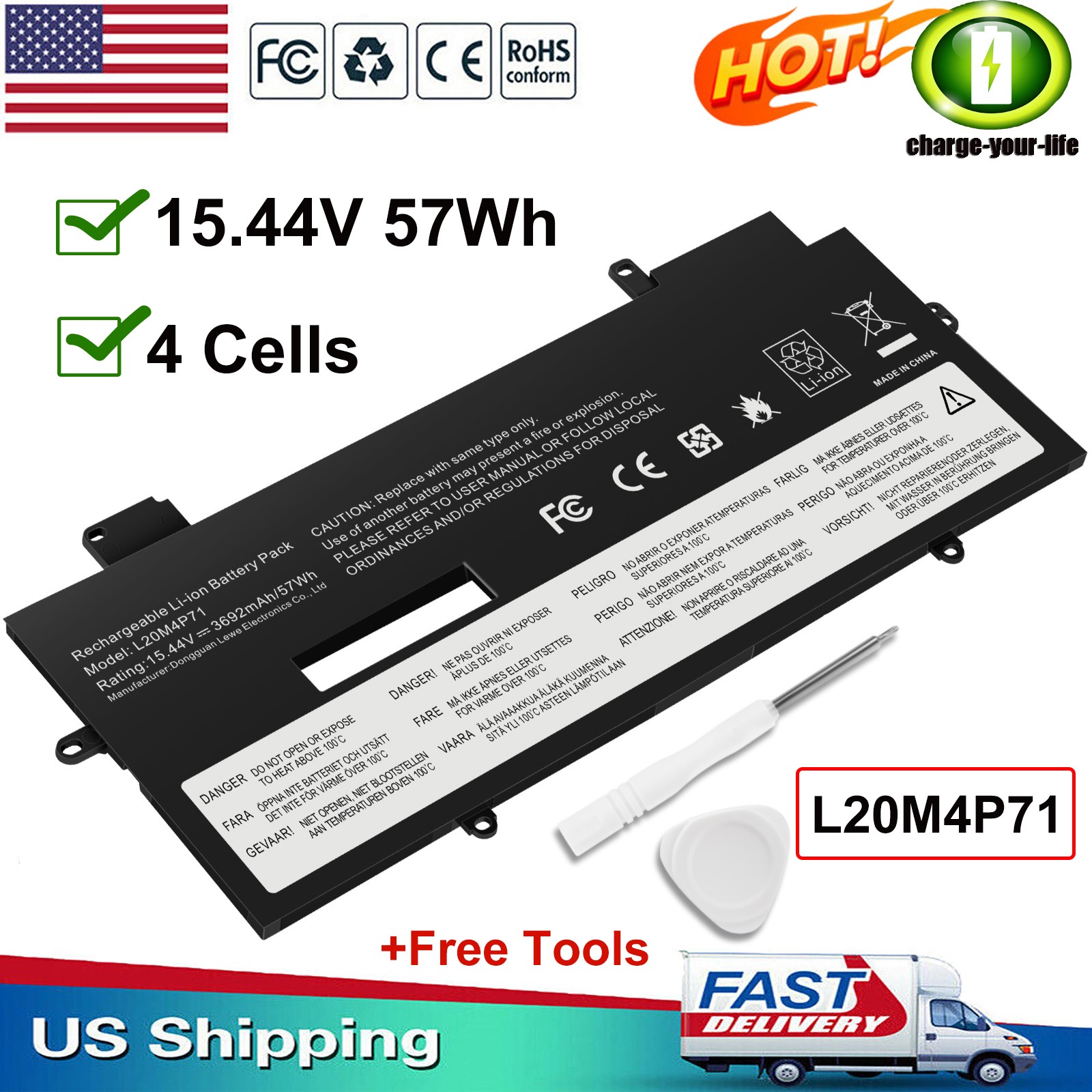 L20C4P71 L20D4P71 L20M4P71 Battery For ThinkPad X1 Carbon Gen 9 2021,Gen 10 2022