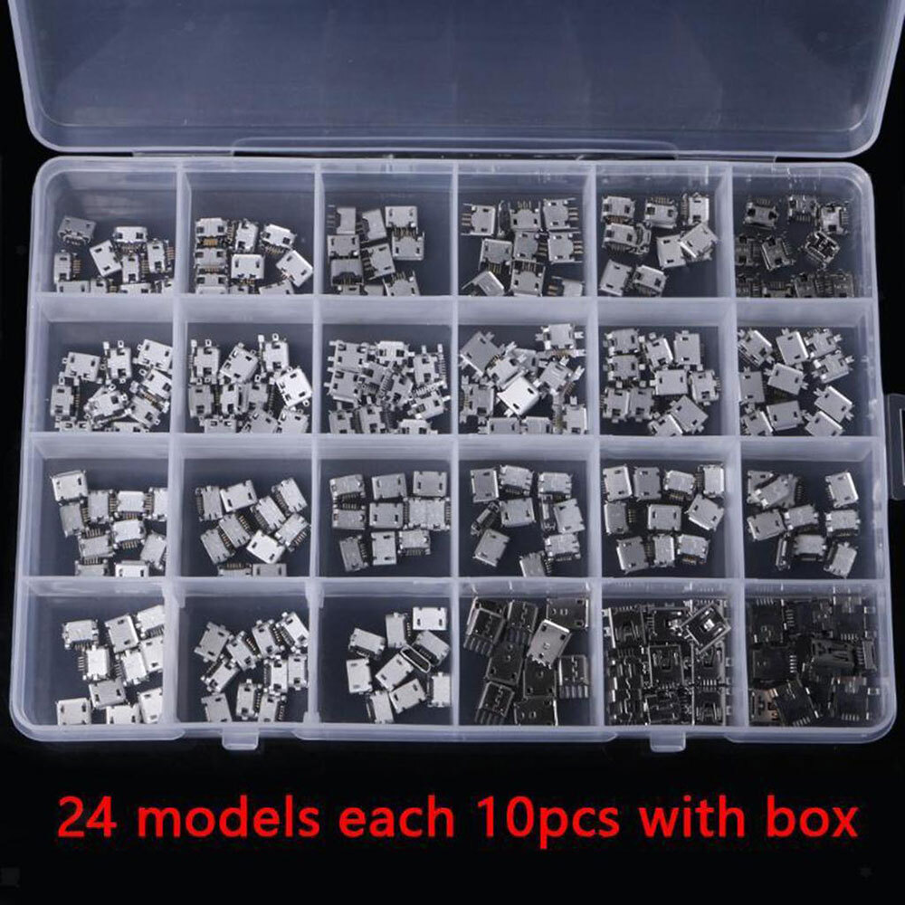 USA 24 Models Micro USB 5Pin Socket Connector Port Replacements USB Connectors