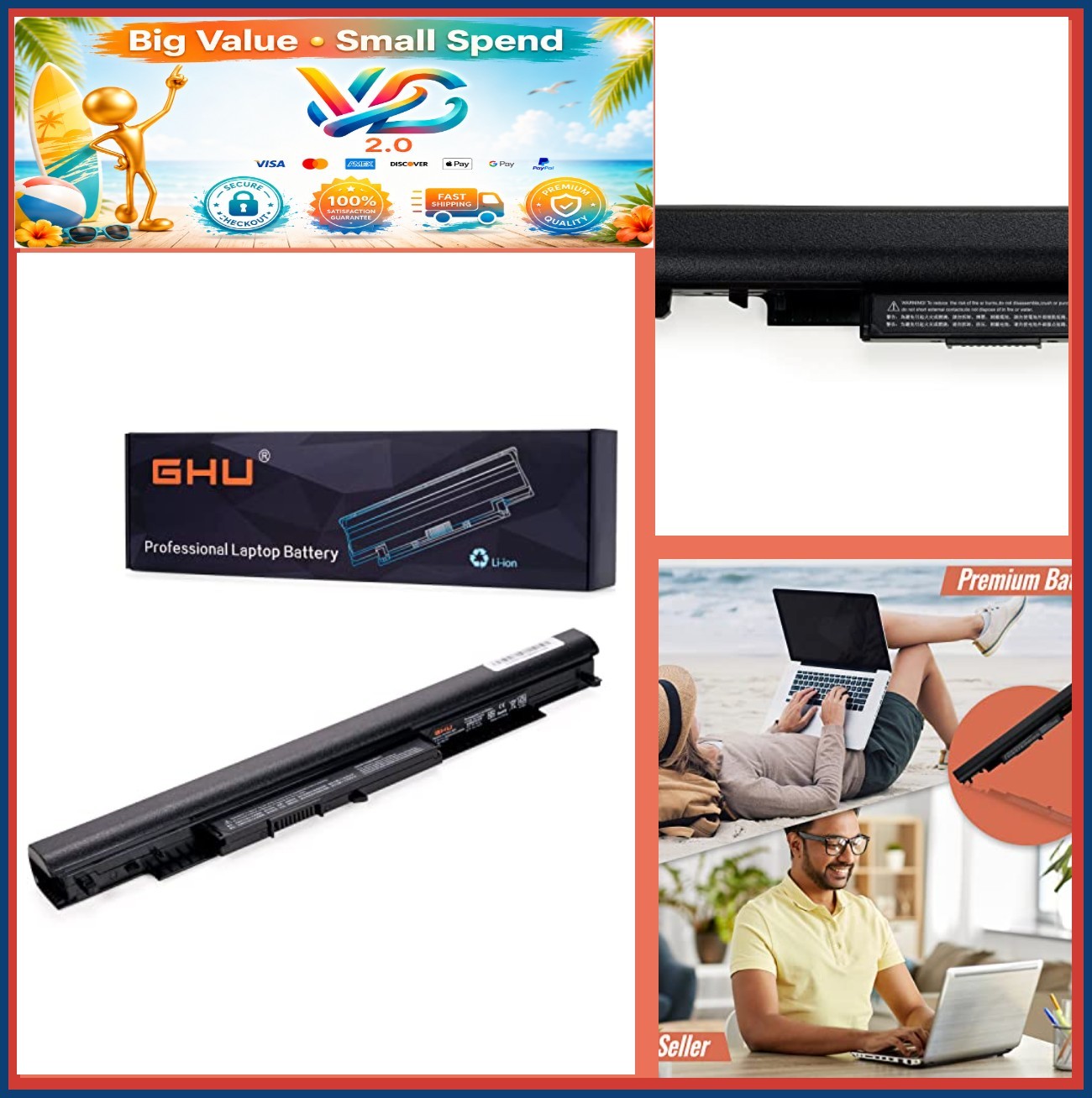 NEW HP Laptop Battery 38Wh Replacement HS04 HS03 807956-001 807957-001 14.8V