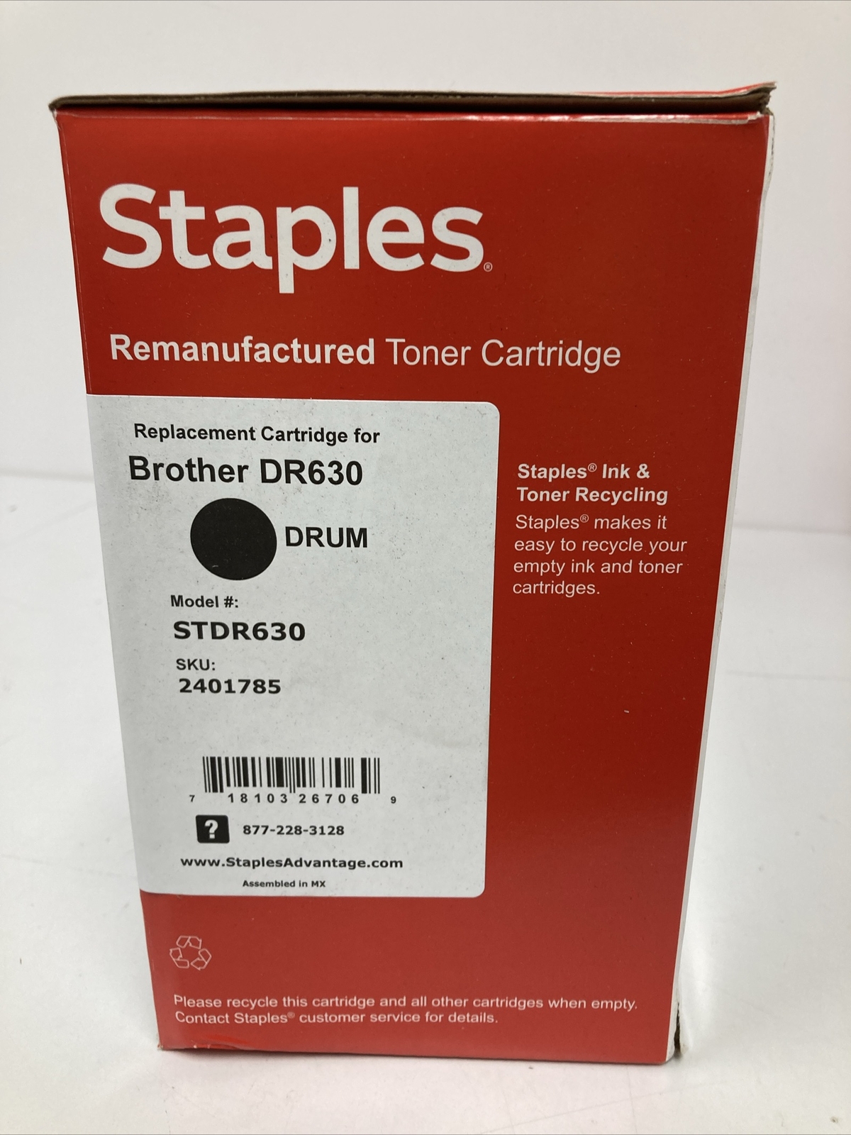 Staples Reman Drum Unit Brother DR630 (DR630) Black 2401785