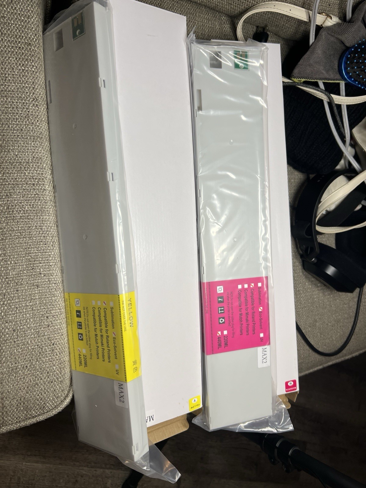 MAGENTA 440ml & YELLOW ECO-SOLVANT Ink Cartridge compatible-Roland XF-640