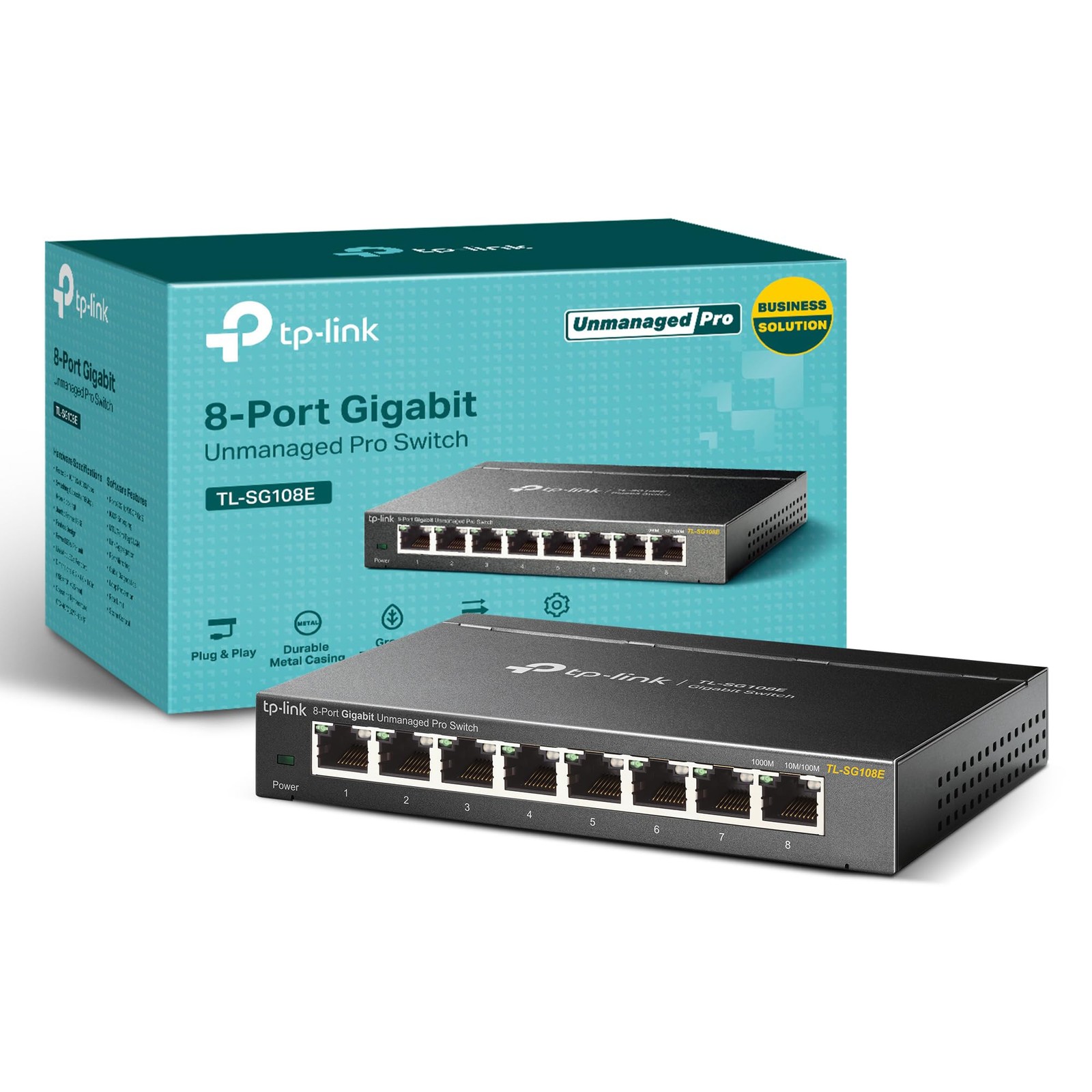 TP-Link TL-SG108E 8-Port Gigabit Managed Network Switch, 10/100/1000Mbps RJ45 Po