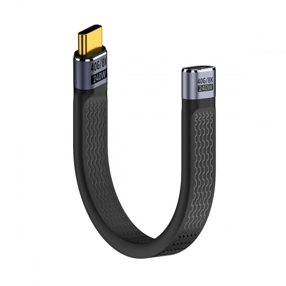 CY USB4 Extension Cable 13cm Slim Flat Male to Female 40Gbps with 240W Power...