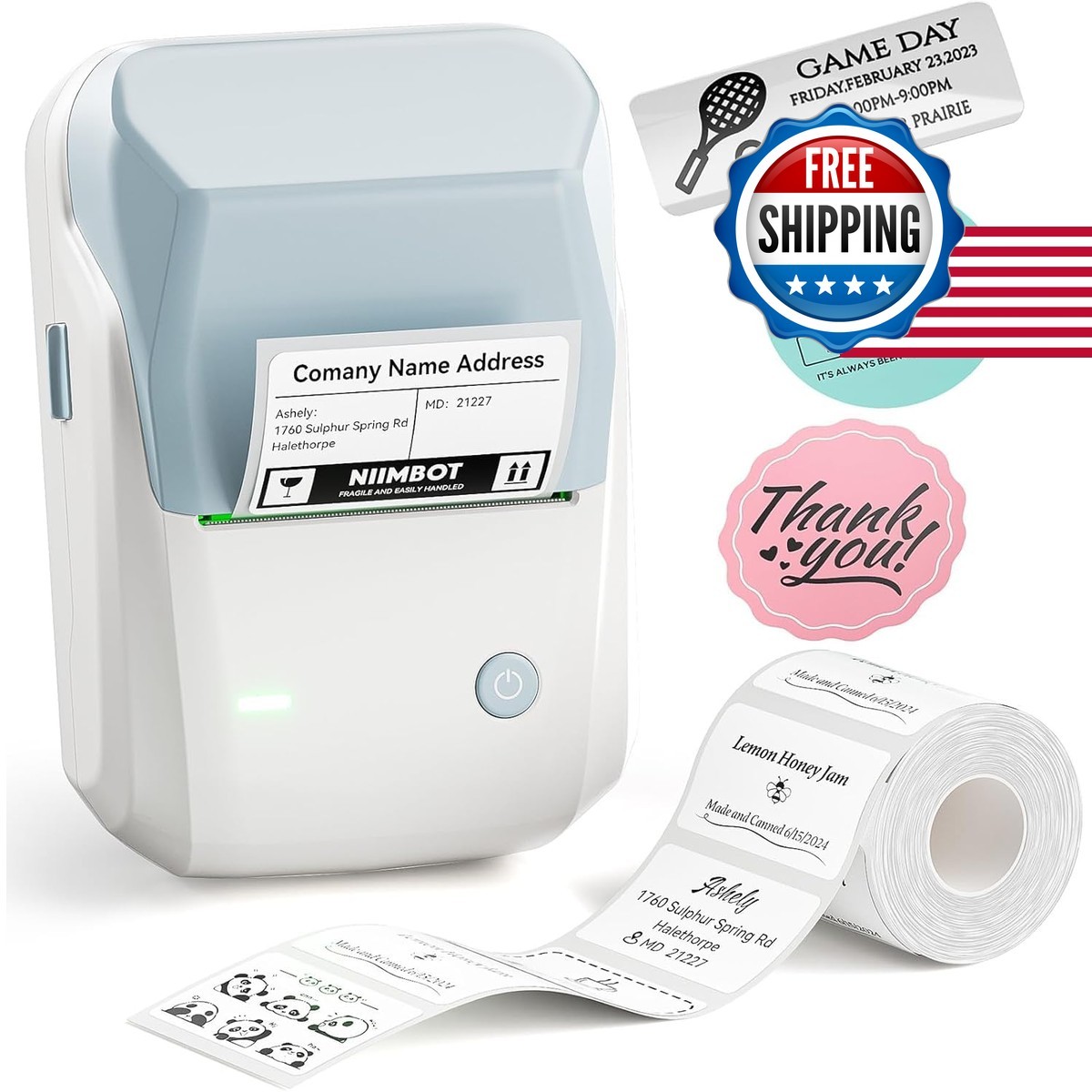 NIIMBOT B1 2Inch Bluetooth Label Printer Light Blue