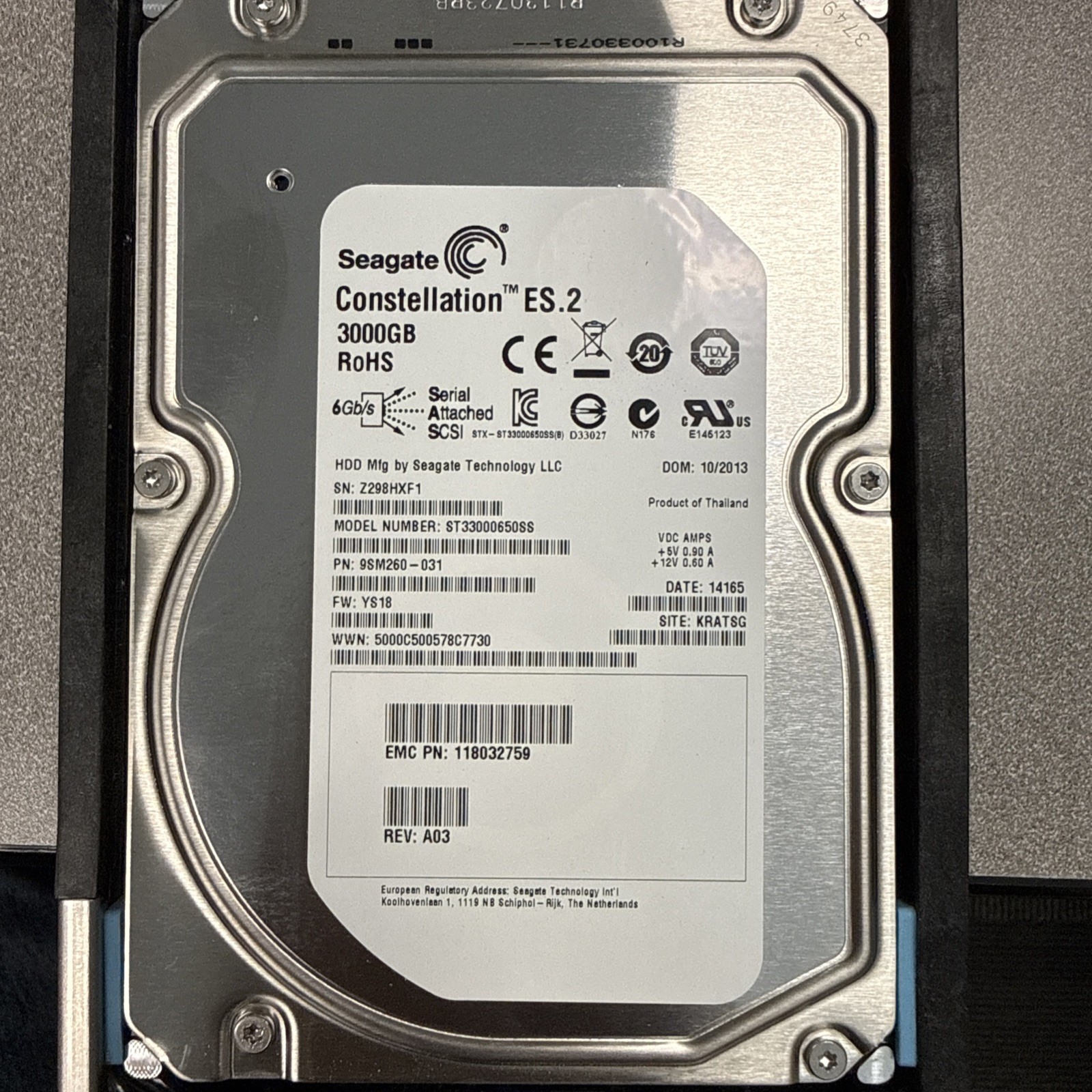 Seagate Constellation ES.2 ST33000650SS 3 TB 3.5" SAS 2 Hard Drive