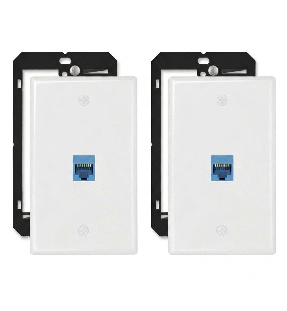 iwillink 2 Pack Cat6A Ethernet Wall Plate 1-Port RJ45 Jack Low Voltage Bracket